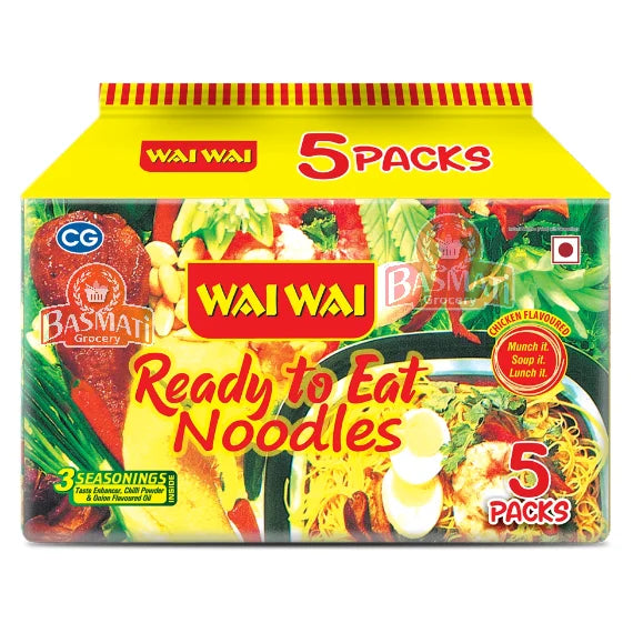 Wai Wai Chicken Noodles 5packs (5x75gm Pack) Net weight: 375gm